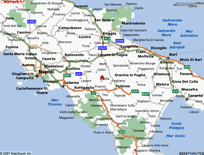 Map of San Fele, Italy. Courtesy of mapquest.com.
